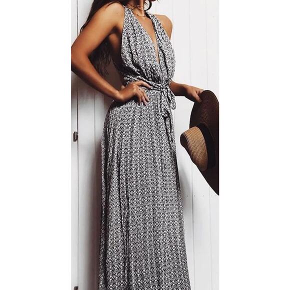 LULUS Boho Maxi Dress Coastal Floral Fairy Romantic Beach Resort Tropical Sexy M - Picture 5 of 14